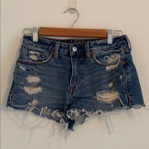 Distressed jean shorts